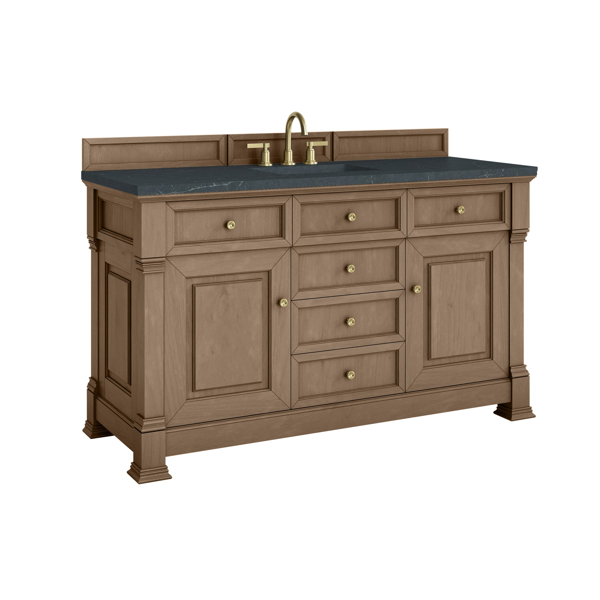 James Martin Vanities Brookfield 60" Pecan Single Vanity With 3cm Charcoal Soapstone Silestone Top