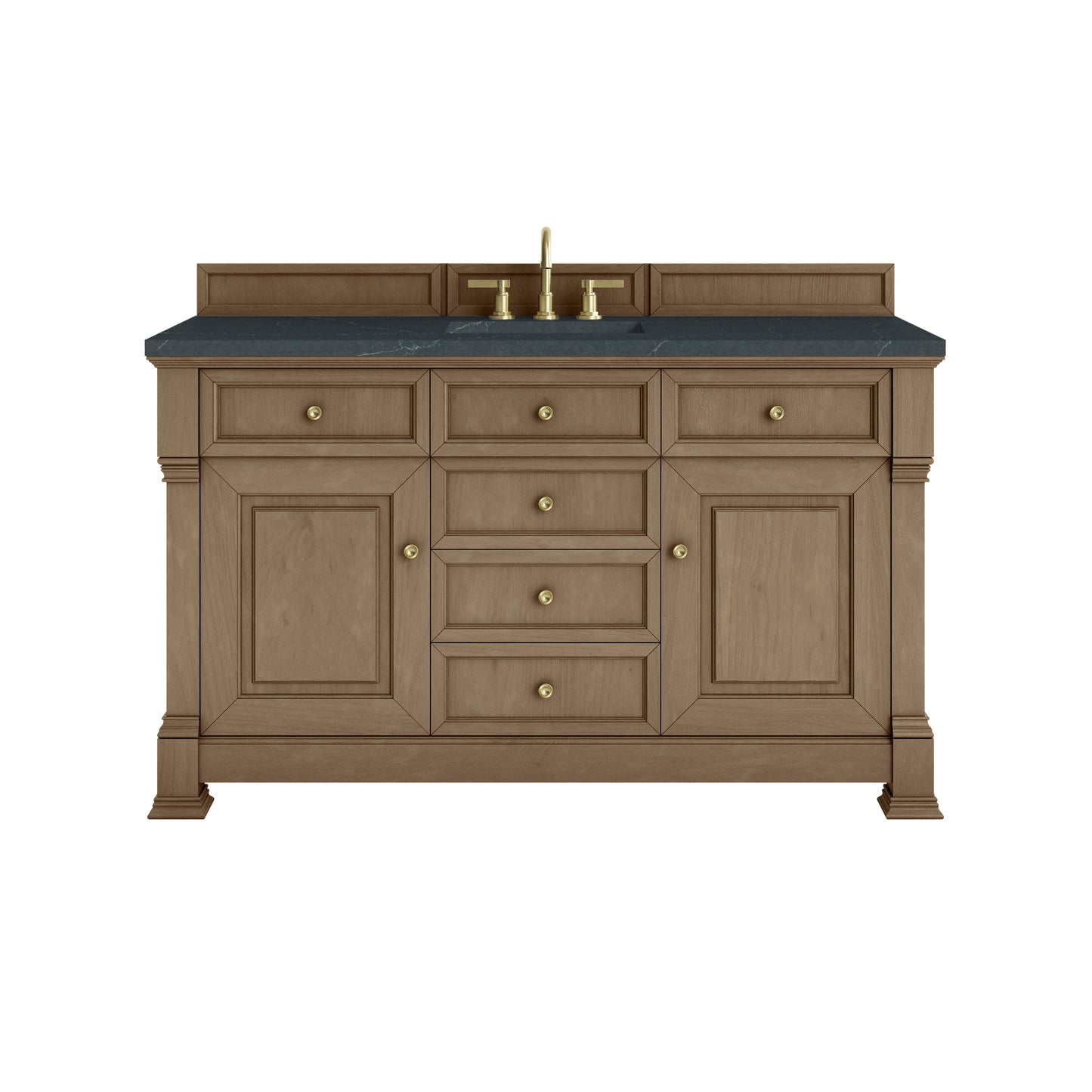 James Martin Vanities Brookfield 60" Pecan Single Vanity With 3cm Charcoal Soapstone Silestone Top