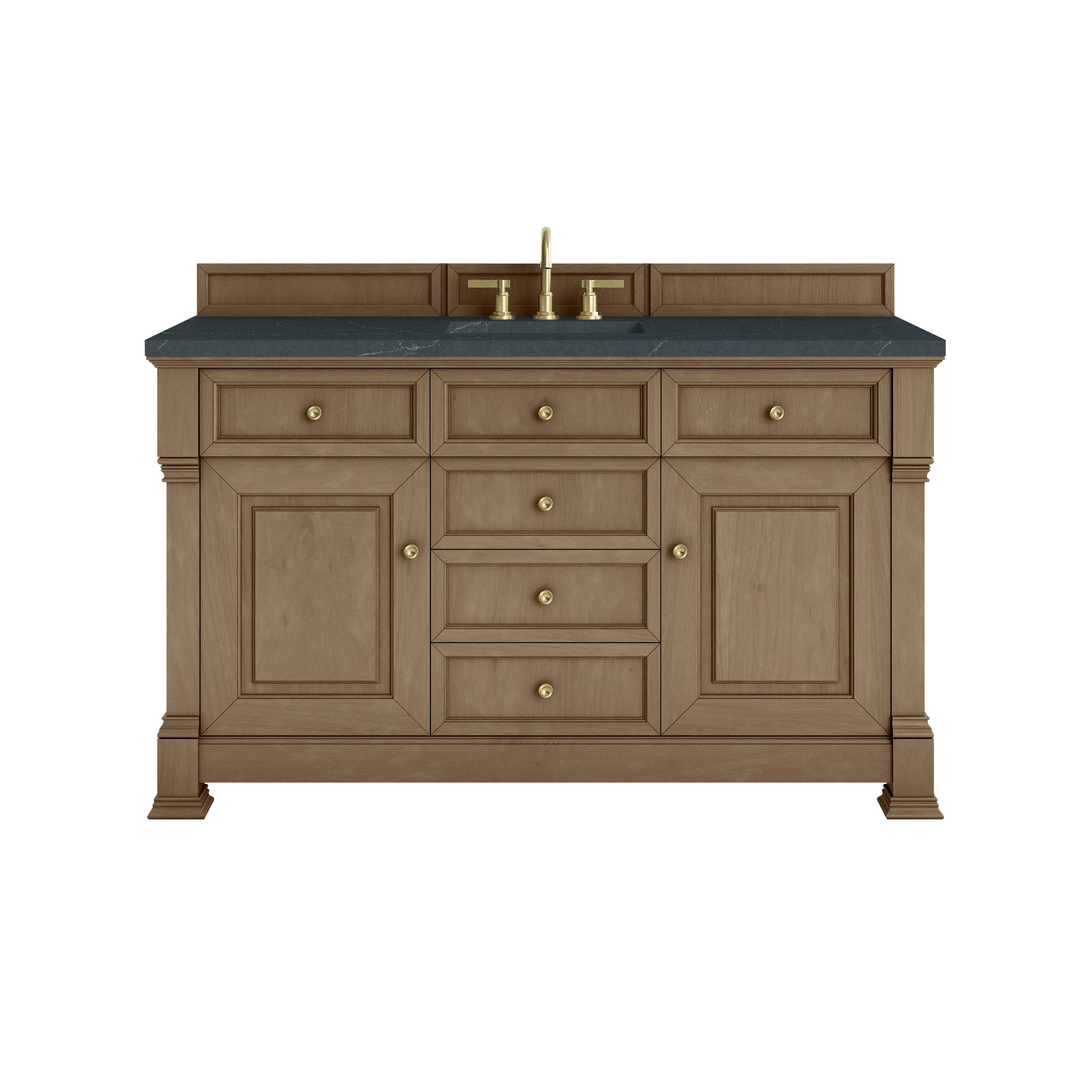 James Martin Vanities Brookfield 60" Pecan Single Vanity With 3cm Charcoal Soapstone Silestone Top