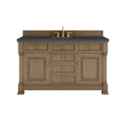 James Martin Vanities Brookfield 60" Pecan Single Vanity With 3cm Charcoal Soapstone Silestone Top