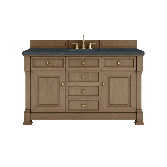 James Martin Vanities Brookfield 60" Pecan Single Vanity With 3cm Charcoal Soapstone Silestone Top