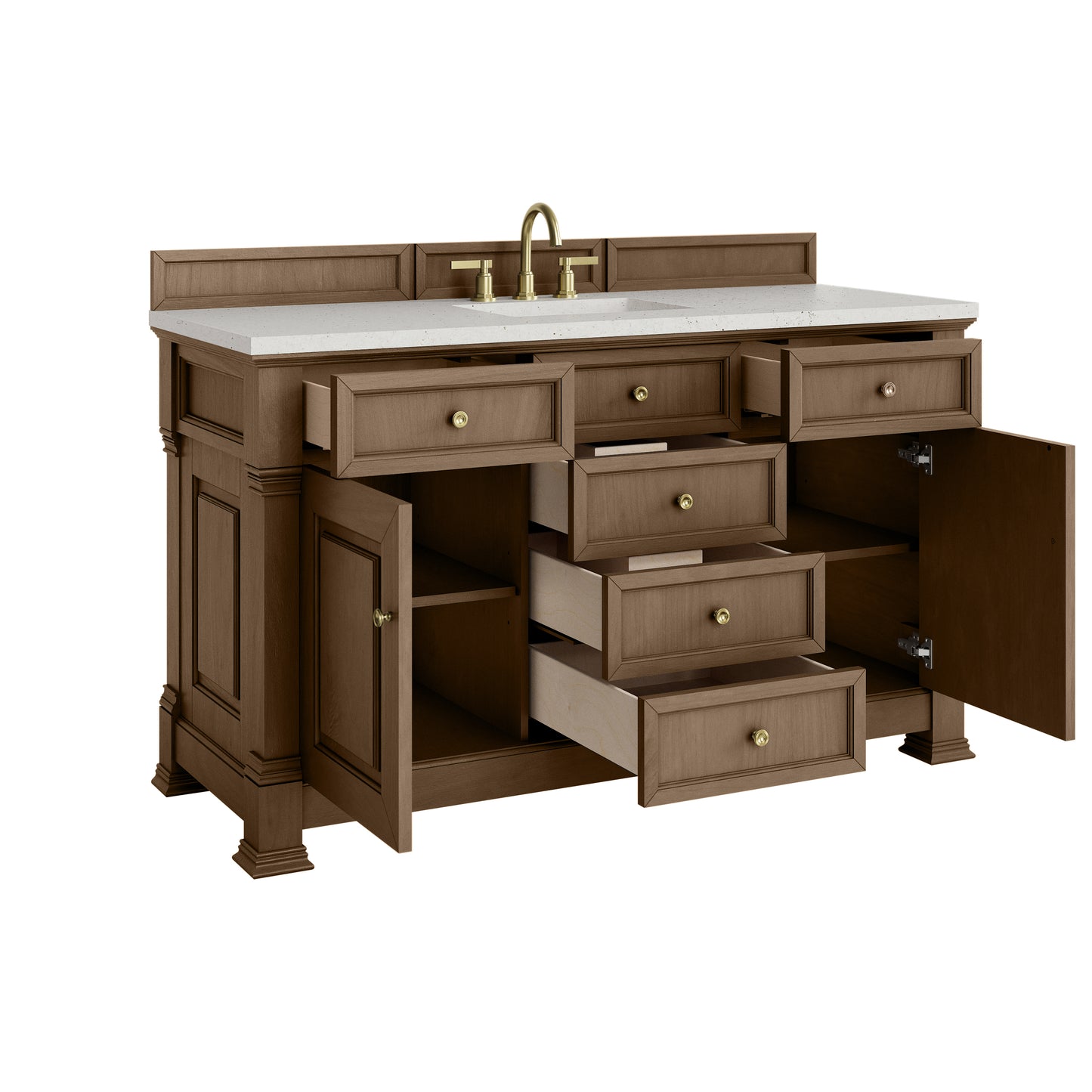 James Martin Vanities Brookfield 60" Pecan Single Vanity With 3cm Lime Delight Silestone Top