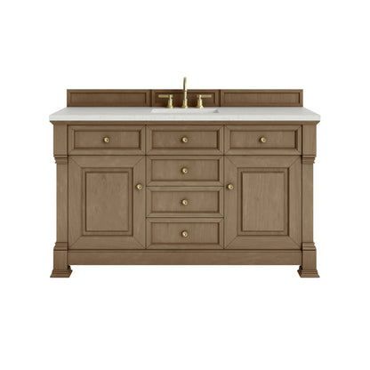 James Martin Vanities Brookfield 60" Pecan Single Vanity With 3cm Lime Delight Silestone Top