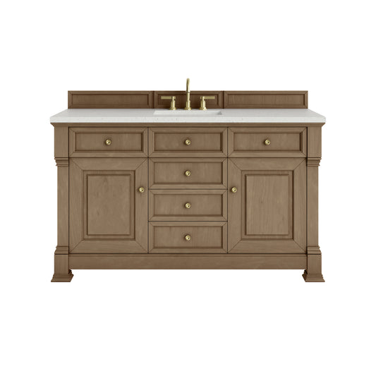 James Martin Vanities Brookfield 60" Pecan Single Vanity With 3cm Lime Delight Silestone Top