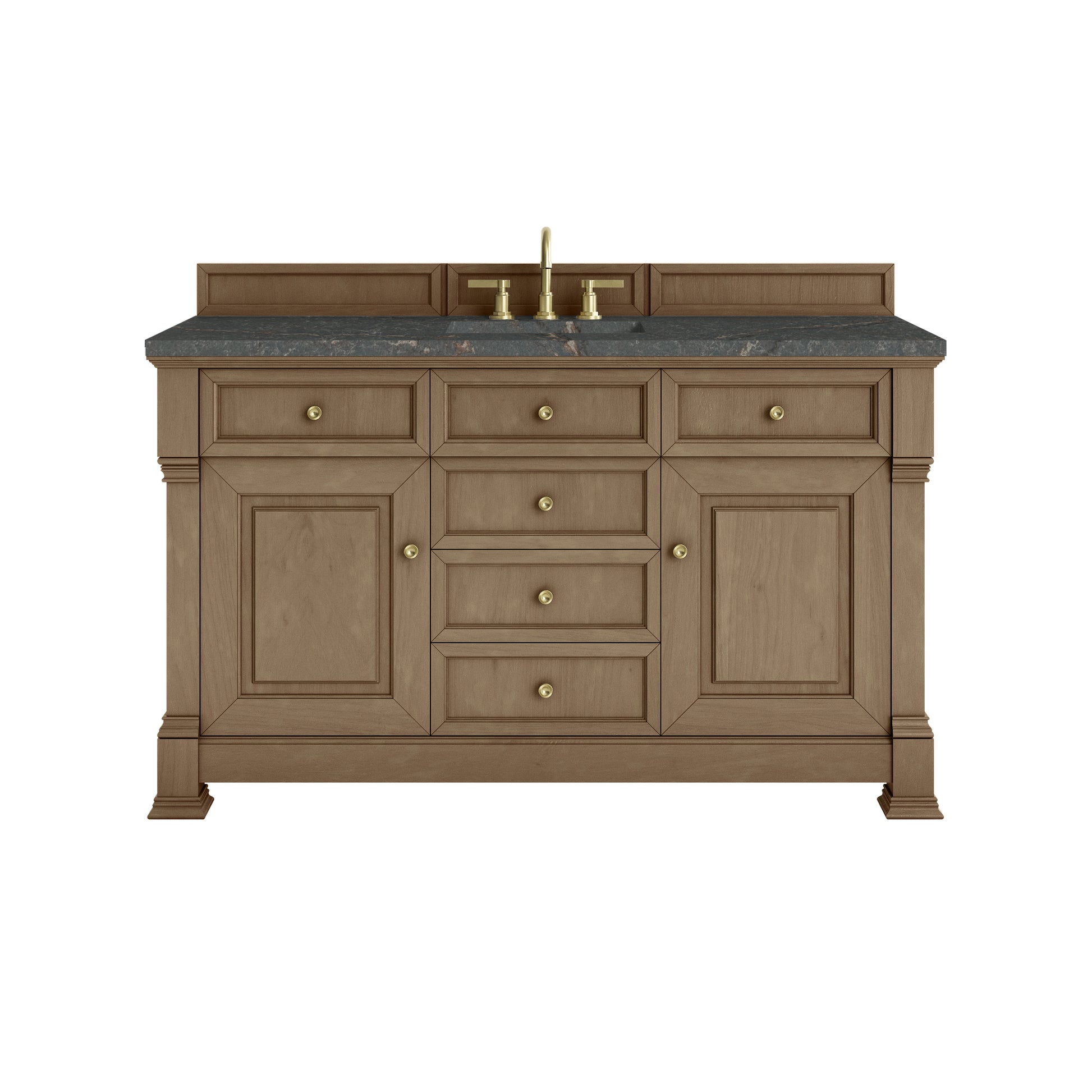 James Martin Vanities Brookfield 60" Pecan Single Vanity With 3cm Parisien Bleu Silestone Top
