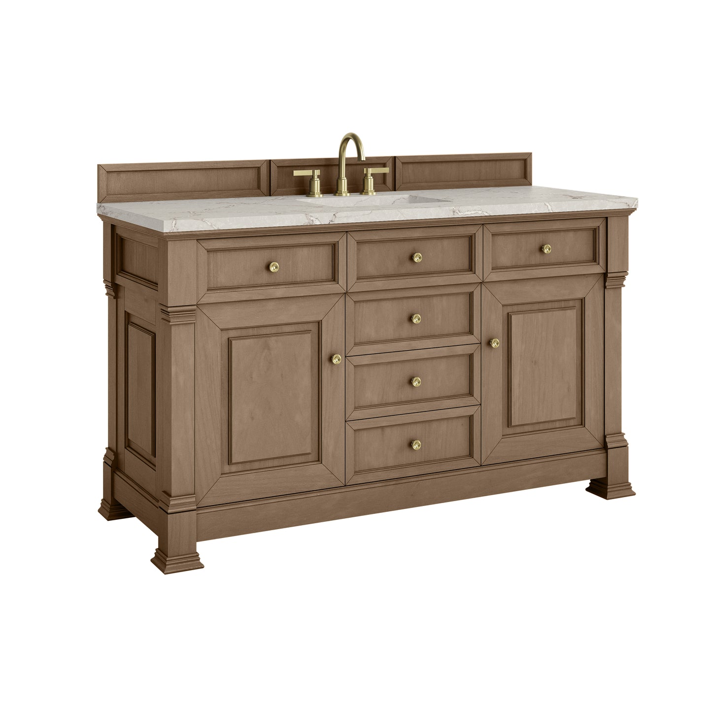 James Martin Vanities Brookfield 60" Pecan Single Vanity With 3cm Victorian Silver Silestone Top