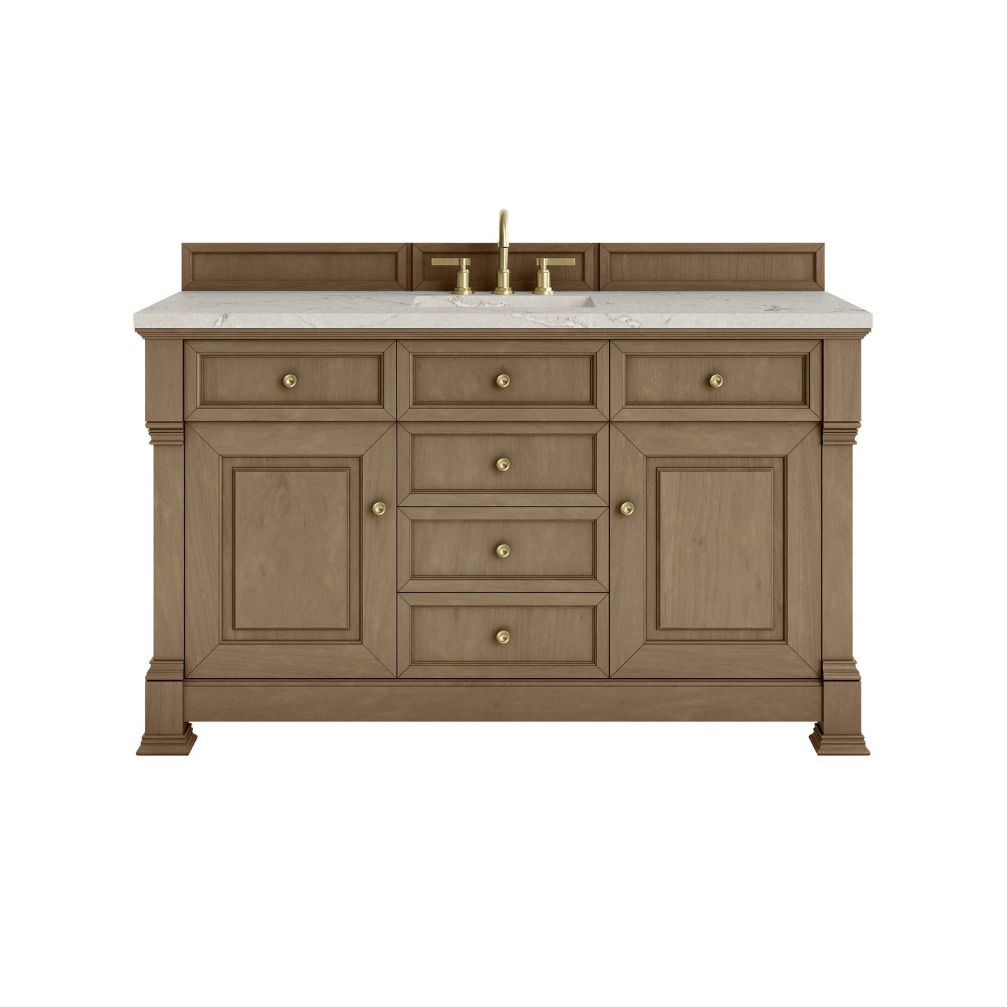 James Martin Vanities Brookfield 60" Pecan Single Vanity With 3cm Victorian Silver Silestone Top