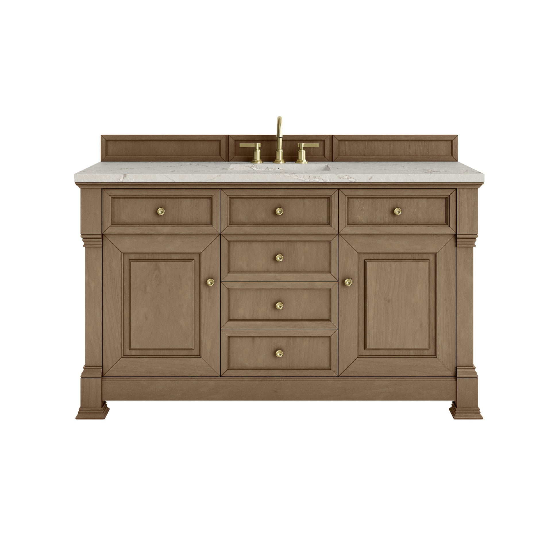 James Martin Vanities Brookfield 60" Pecan Single Vanity With 3cm Victorian Silver Silestone Top