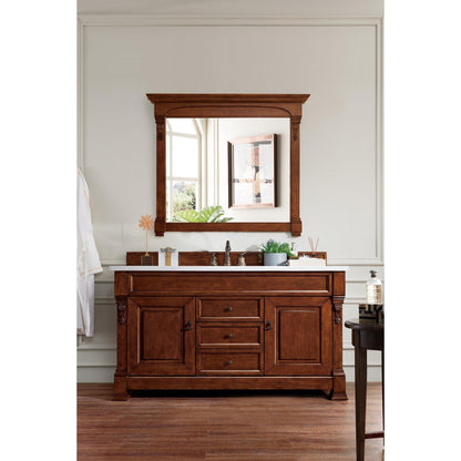 James Martin Vanities Brookfield 60" Warm Cherry Single Vanity With 3cm Arctic Fall Solid Surface Top