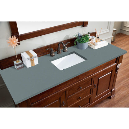 James Martin Vanities Brookfield 60" Warm Cherry Single Vanity With 3cm Cala Blue Quartz Top