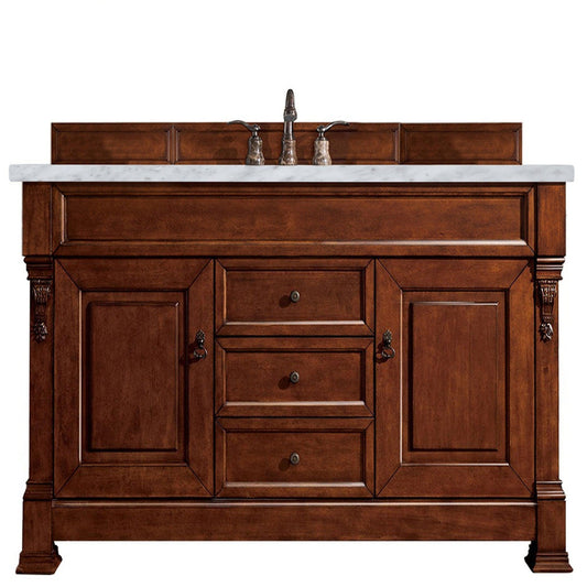 James Martin Vanities Brookfield 60" Warm Cherry Single Vanity With 3cm Carrara Top