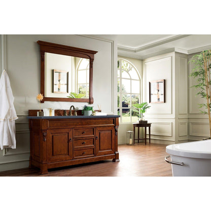 James Martin Vanities Brookfield 60" Warm Cherry Single Vanity With 3cm Charcoal Soapstone Quartz Top