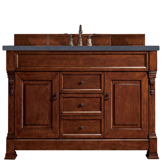 James Martin Vanities Brookfield 60" Warm Cherry Single Vanity With 3cm Charcoal Soapstone Quartz Top