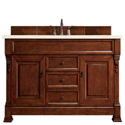 James Martin Vanities Brookfield 60" Warm Cherry Single Vanity With 3cm Eternal Marfil Quartz Top