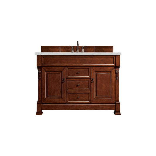 James Martin Vanities Brookfield 60" Warm Cherry Single Vanity With 3cm Ethereal Noctis Quartz Top