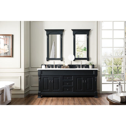 James Martin Vanities Brookfield 72" Antique Black Double Vanity With 3cm Arctic Fall Solid Surface Top