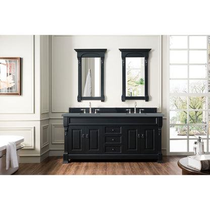 James Martin Vanities Brookfield 72" Antique Black Double Vanity With 3cm Cala Blue Quartz Top