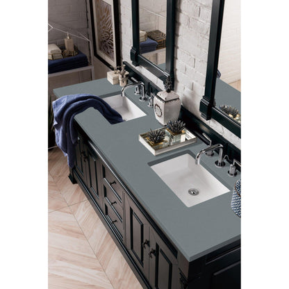 James Martin Vanities Brookfield 72" Antique Black Double Vanity With 3cm Cala Blue Quartz Top