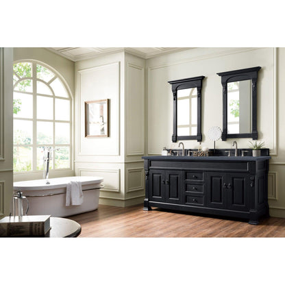 James Martin Vanities Brookfield 72" Antique Black Double Vanity With 3cm Charcoal Soapstone Quartz Top