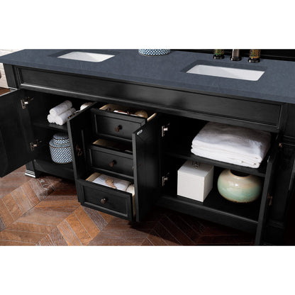 James Martin Vanities Brookfield 72" Antique Black Double Vanity With 3cm Charcoal Soapstone Quartz Top