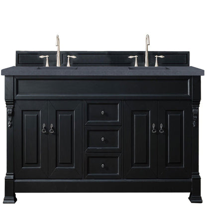 James Martin Vanities Brookfield 72" Antique Black Double Vanity With 3cm Charcoal Soapstone Quartz Top