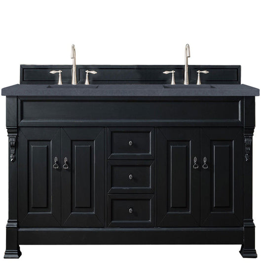 James Martin Vanities Brookfield 72" Antique Black Double Vanity With 3cm Charcoal Soapstone Quartz Top