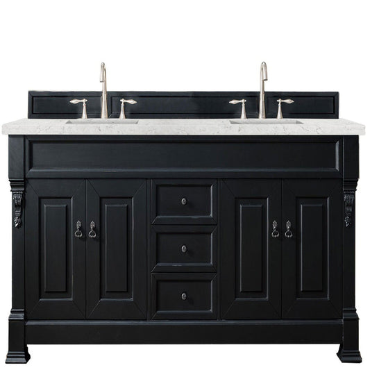 James Martin Vanities Brookfield 72" Antique Black Double Vanity With 3cm Eternal Jasmine Pearl Quartz Top