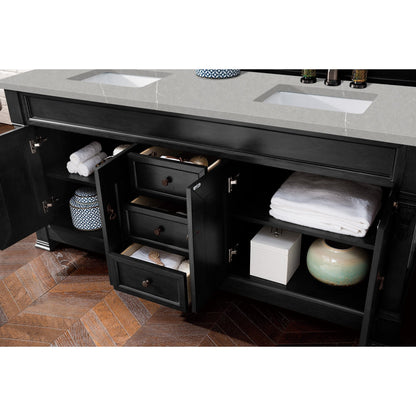 James Martin Vanities Brookfield 72" Antique Black Double Vanity With 3cm Eternal Serena Quartz Top