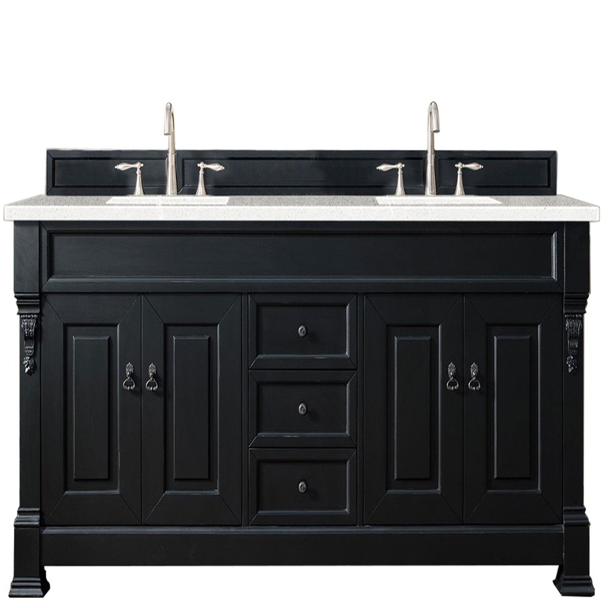 James Martin Vanities Brookfield 72" Antique Black Double Vanity With 3cm Eternal Serena Quartz Top