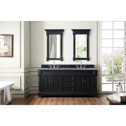 James Martin Vanities Brookfield 72" Antique Black Double Vanity With 3cm Grey Expo Quartz Top