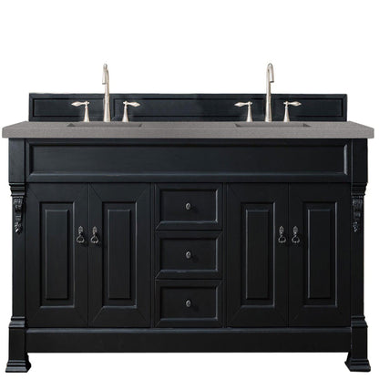 James Martin Vanities Brookfield 72" Antique Black Double Vanity With 3cm Grey Expo Quartz Top