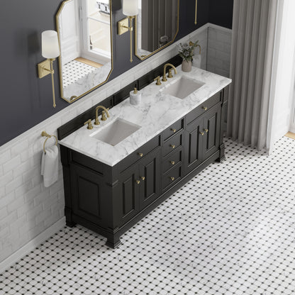 James Martin Vanities Brookfield 72" Black Onyx Double Vanity With 3cm Carrara White Marble Top