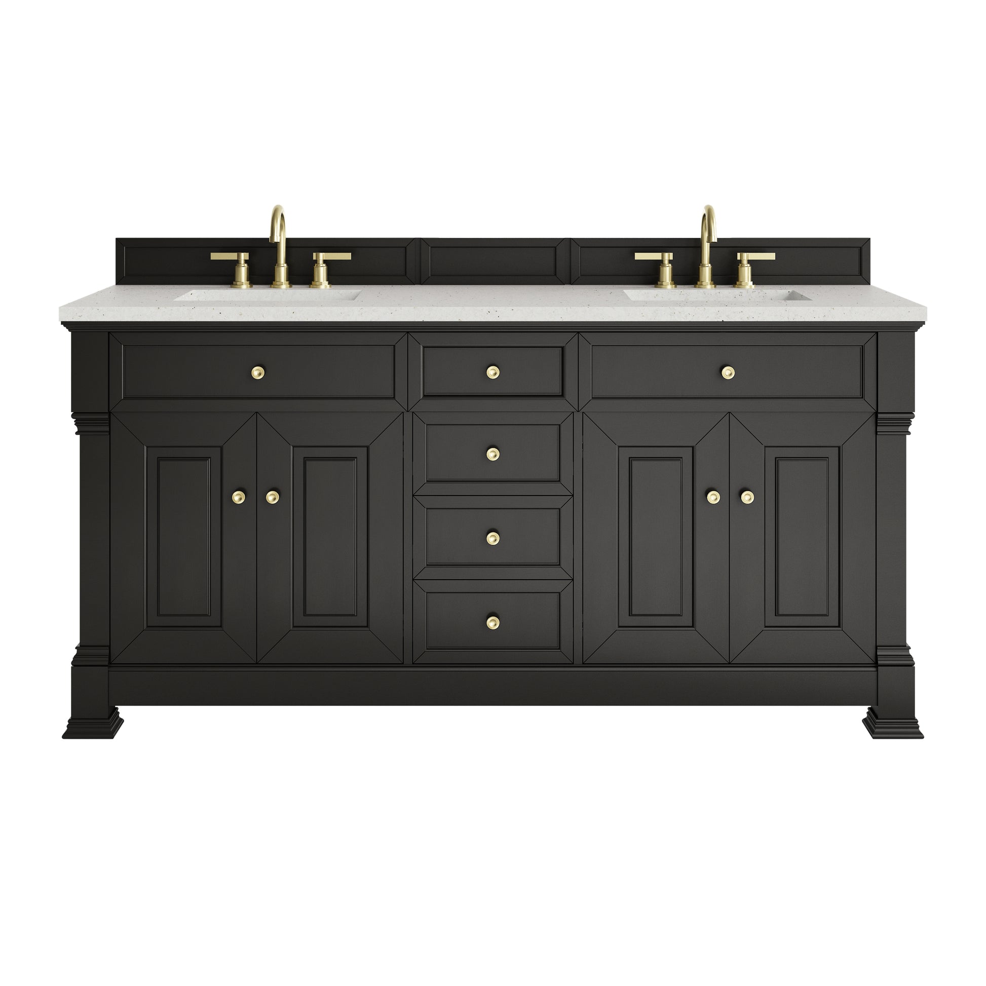 James Martin Vanities Brookfield 72" Black Onyx Double Vanity With 3cm Lime Delight Silestone Top