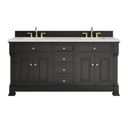 James Martin Vanities Brookfield 72" Black Onyx Double Vanity With 3cm Lime Delight Silestone Top