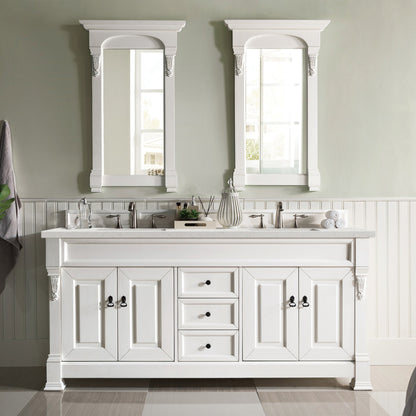 James Martin Vanities Brookfield 72" Bright White Double Vanity With 3 cm Lime Delight Quartz Top