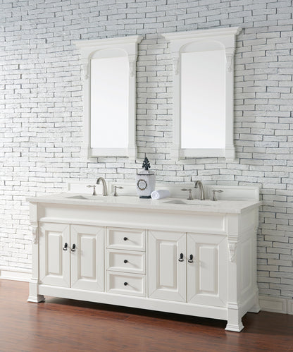 James Martin Vanities Brookfield 72" Bright White Double Vanity With 3 cm Lime Delight Quartz Top