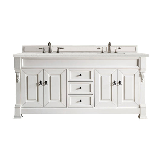 James Martin Vanities Brookfield 72" Bright White Double Vanity With 3 cm Lime Delight Quartz Top