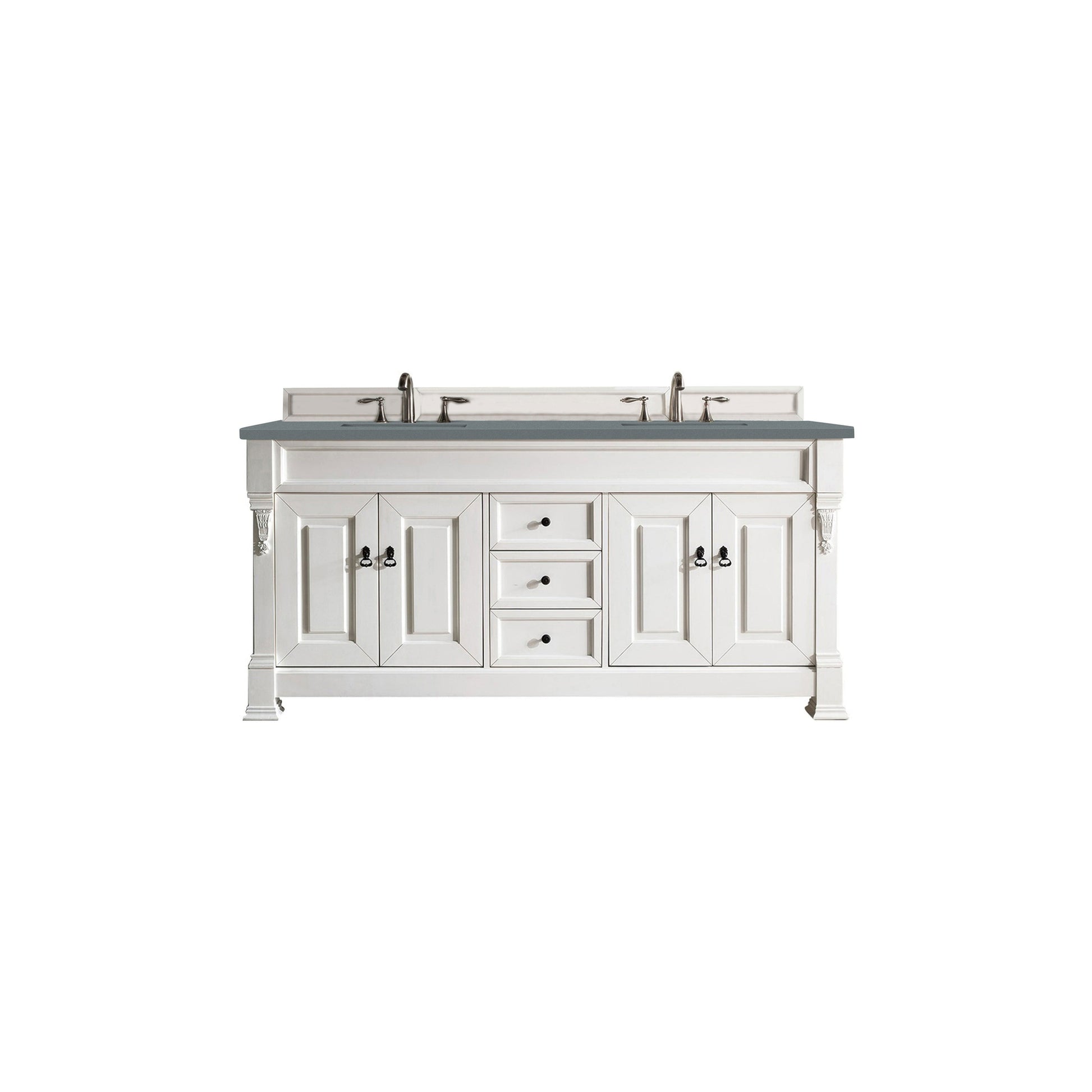 James Martin Vanities Brookfield 72" Bright White Double Vanity With 3cm Cala Blue Quartz Top