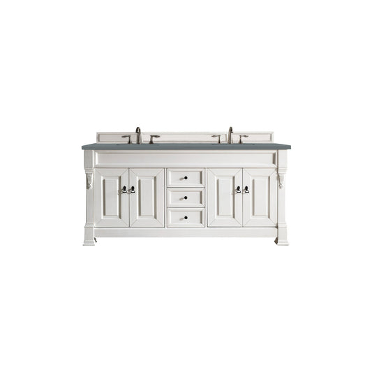 James Martin Vanities Brookfield 72" Bright White Double Vanity With 3cm Cala Blue Quartz Top