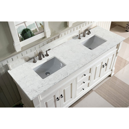 James Martin Vanities Brookfield 72" Bright White Double Vanity With 3cm Eternal Jasmine Pearl Quartz Top