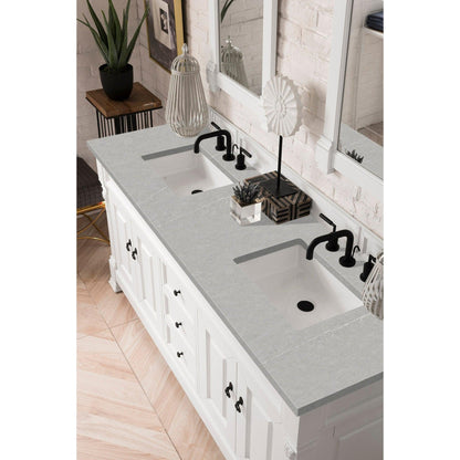 James Martin Vanities Brookfield 72" Bright White Double Vanity With 3cm Eternal Serena Quartz Top