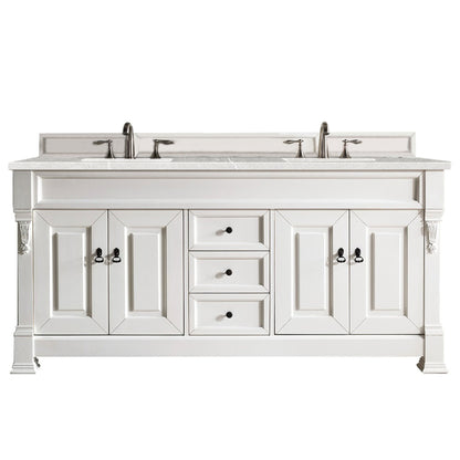 James Martin Vanities Brookfield 72" Bright White Double Vanity With 3cm Eternal Serena Quartz Top