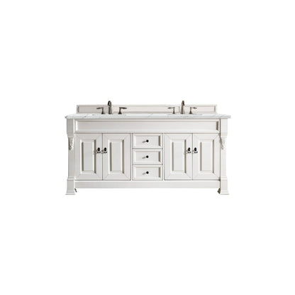 James Martin Vanities Brookfield 72" Bright White Double Vanity With 3cm Ethereal Noctis Quartz Top