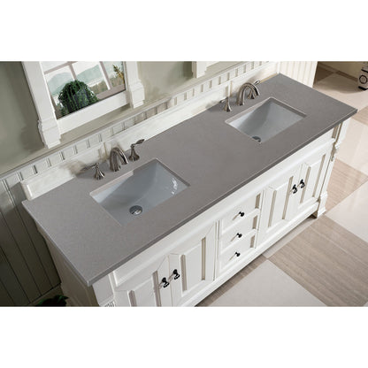 James Martin Vanities Brookfield 72" Bright White Double Vanity With 3cm Grey Expo Quartz Top