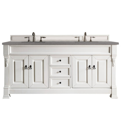 James Martin Vanities Brookfield 72" Bright White Double Vanity With 3cm Grey Expo Quartz Top