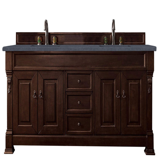 James Martin Vanities Brookfield 72" Burnished Mahogany Double Vanity With 3cm Charcoal Soapstone Quartz Top