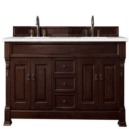 James Martin Vanities Brookfield 72" Burnished Mahogany Double Vanity With 3cm Eternal Serena Quartz Top