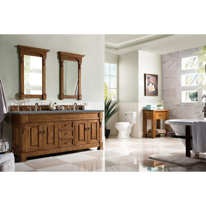 James Martin Vanities Brookfield 72" Country Oak Double Vanity With 3cm Cala Blue Quartz Top