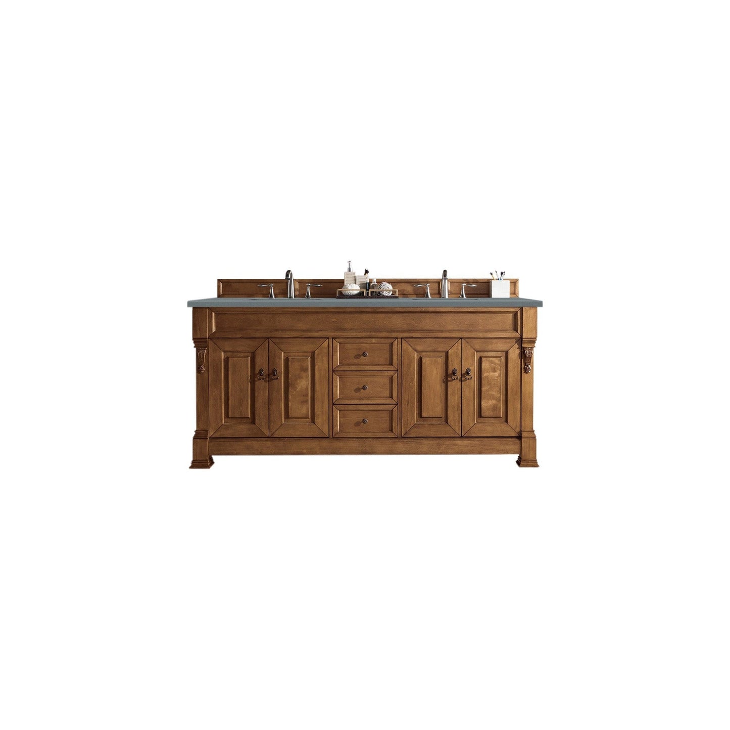 James Martin Vanities Brookfield 72" Country Oak Double Vanity With 3cm Cala Blue Quartz Top