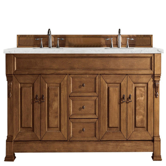 James Martin Vanities Brookfield 72" Country Oak Double Vanity With 3cm Eternal Jasmine Pearl Quartz Top